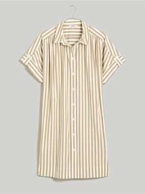 Madewell Beige and White Striped Shirt Dress
